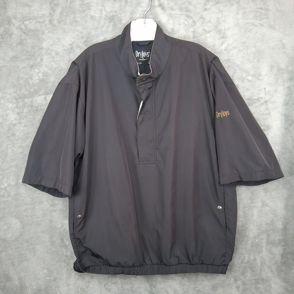 FootJoy DryJoys Mens Large Black Short Sleeve Golf Windbreaker Pullover Jacket